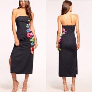 Ramy Brook, Magnolia Embellished Midi Dress in Navy Pinstripe